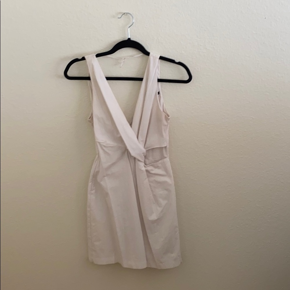 Zara White Zip up Side Cutout Knot Dress - Small